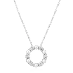 Sif Jakobs Biella Perla Silver Cubic Zirconia Freshwater Pearl Necklace