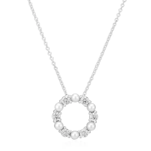 Sif Jakobs Biella Perla Silver Cubic Zirconia Freshwater Pearl Necklace
