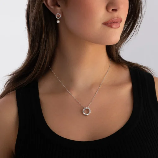 Sif Jakobs Biella Perla Silver Cubic Zirconia Freshwater Pearl Necklace