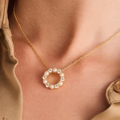 Sif Jakobs Biella Perla Yellow Gold Plated Cubic Zirconia Necklace