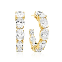 Sif Jakobs Creolo Grand Yellow Gold Plated Cubic Zirconia Hoop Earrings