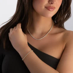 Sif Jakobs Ellera 18ct Yellow Gold Plated Cubic Zirconia Tennis Necklace