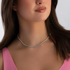 Sif Jakobs Ellera Grande Silver Cubic Zirconia Tennis Necklace