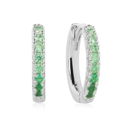 Sif Jakobs Ellera Silver Green Cubic Zirconia Hoop Earrings