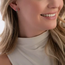 Sif Jakobs Ellera Silver Green Cubic Zirconia Hoop Earrings