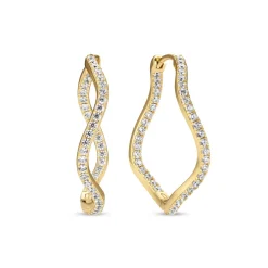 Sif Jakobs Ellera Waves 18ct Yellow Gold Plated Cubic Zirconia Hoop Earrings