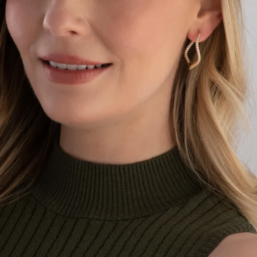 Sif Jakobs Ellera Waves 18ct Yellow Gold Plated Cubic Zirconia Hoop Earrings
