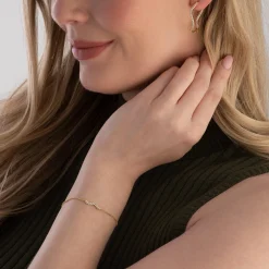 Sif Jakobs Ellera Waves 18ct Yellow Gold Plated Cubic Zirconia Hoop Earrings
