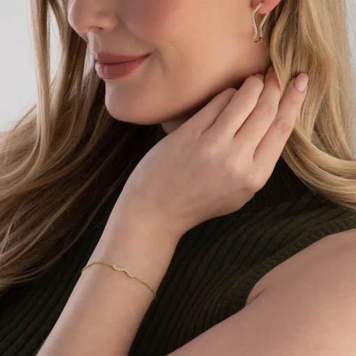 Sif Jakobs Ellera Waves 18ct Yellow Gold Plated Cubic Zirconia Hoop Earrings