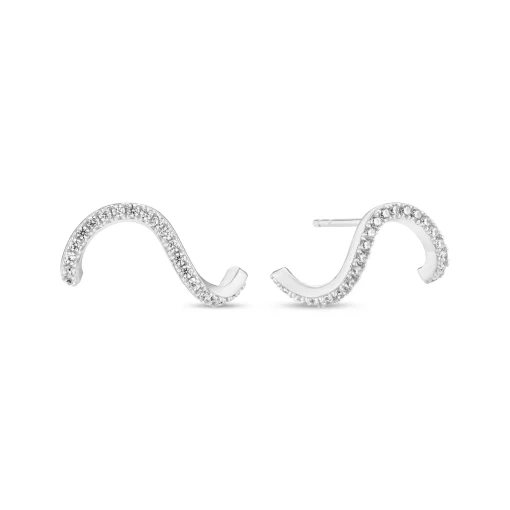 Sif Jakobs Ellera Waves Silver Cubic Zirconia Earrings