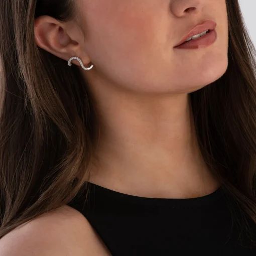 Sif Jakobs Ellera Waves Silver Cubic Zirconia Earrings