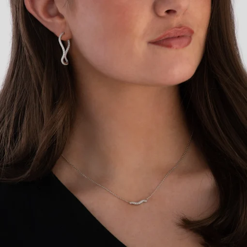 Sif Jakobs Ellera Waves Silver Cubic Zirconia Necklace