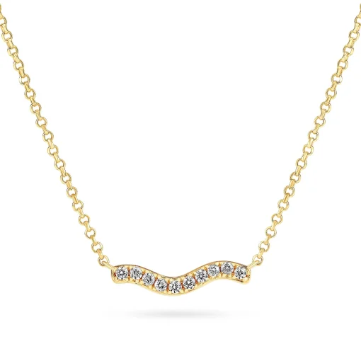 Sif Jakobs Ellera Waves Yellow Gold Plated Cubic Zirconia Necklace