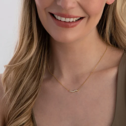 Sif Jakobs Ellera Waves Yellow Gold Plated Cubic Zirconia Necklace