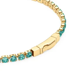Sif Jakobs Ellera Yellow Gold Plated Green Cubic Zirconia Tennis Bracelet