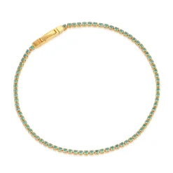 Sif Jakobs Ellera Yellow Gold Plated Turquoise Cubic Zirconia Tennis Bracelet