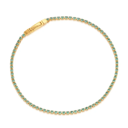 Sif Jakobs Ellera Yellow Gold Plated Turquoise Cubic Zirconia Tennis Bracelet