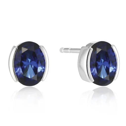 Sif Jakobs Ellisse Carezza Silver Blue Cubic Zirconia Stud Earrings