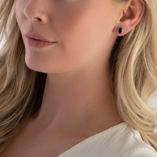 Sif Jakobs Ellisse Carezza Silver Blue Cubic Zirconia Stud Earrings