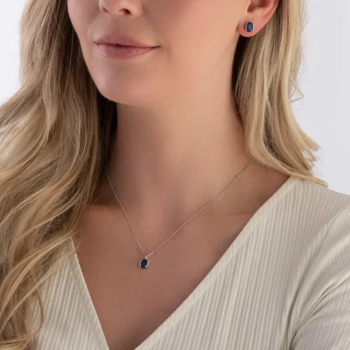 Sif Jakobs Ellisse Carezza Silver Blue Cubic Zirconia Stud Earrings