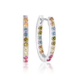 Sif Jakobs Ellisse Silver Multi Coloured Cubic Zirconia Hoop Earrings