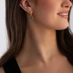 Sif Jakobs Roccanova 18ct Yellow Gold Plated Green Cubic Zirconia Drop Earrings