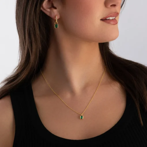 Sif Jakobs Roccanova 18ct Yellow Gold Plated Green Cubic Zirconia Drop Earrings