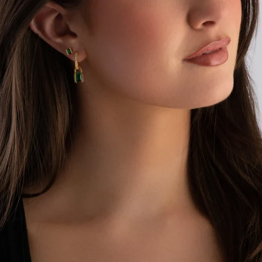 Sif Jakobs Roccanova 18ct Yellow Gold Plated Green Cubic Zirconia Drop Earrings