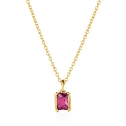 Sif Jakobs Roccanova Piccolo Yellow Gold Plated Pink Cubic Zirconia Necklace