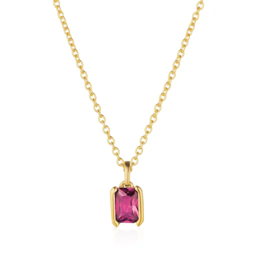 Sif Jakobs Roccanova Piccolo Yellow Gold Plated Pink Cubic Zirconia Necklace