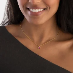 Sif Jakobs Roccanova Piccolo Yellow Gold Plated Pink Cubic Zirconia Necklace