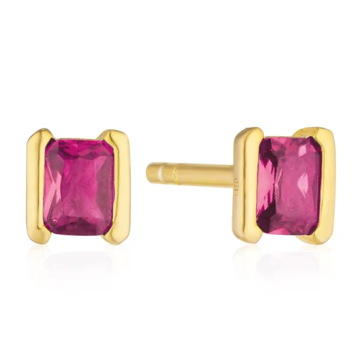 Sif Jakobs Roccanova Piccolo Yellow Gold Plated Pink Cubic Zirconia Stud Earrings