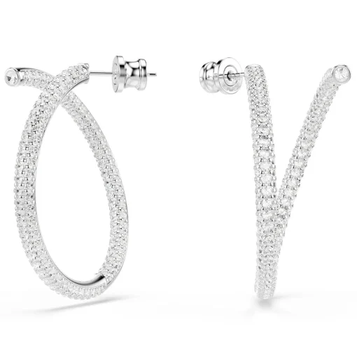 Swarovski Dextera Silver Crystal Hoop Earrings