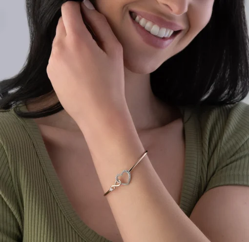 Swarovski Hyperbola Infinity and Heart Rose Gold Tone Crystal Bangle