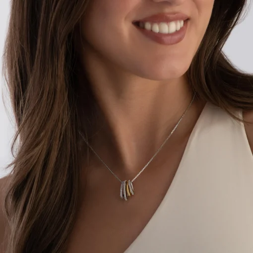 Swarovski Hyperbola Silver and Yellow Gold Tone Crystal  Pendant
