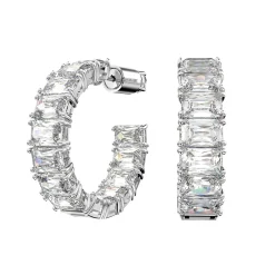 Swarovski Matrix Silver Crystal Hoop Earrings