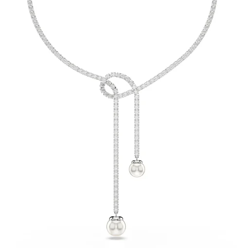 Swarovski Matrix Silver Crystal and Pearl Necklace