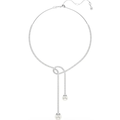Swarovski Matrix Silver Crystal and Pearl Necklace