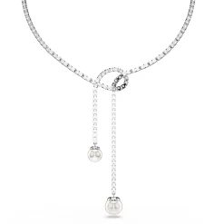Swarovski Matrix Silver Crystal and Pearl Necklace