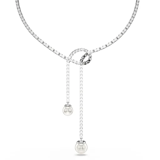 Swarovski Matrix Silver Crystal and Pearl Necklace