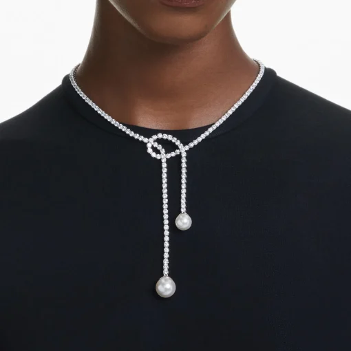 Swarovski Matrix Silver Crystal and Pearl Necklace