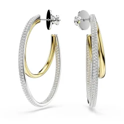 Swarovski Silver and Yellow Gold Tone Crystal Hoop Earrings