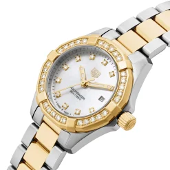 TAG Heuer Aquaracer Quartz Ladies Mother of Pearl Steel and 18K Yellow Gold Coating 27mm Watch