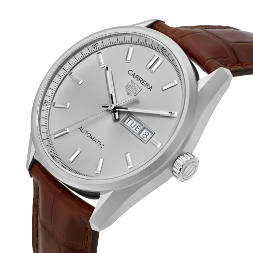 TAG Heuer Carrera Calibre 5 Automatic Mens Silver Leather Watch