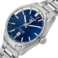 TAG Heuer Carrera Calibre 7 Twin Time Automatic Men's Blue Steel Watch