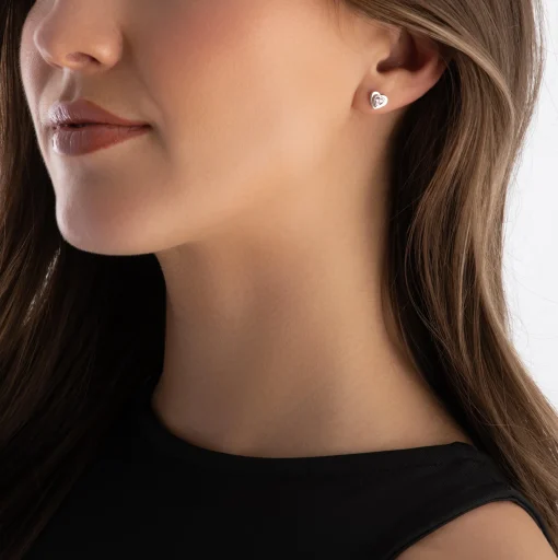 Thomas Sabo Silver Cubic Zirconia Heart Stud Earrings