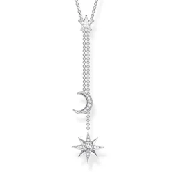 Thomas Sabo Silver Cubic Zirconia Star and Moon Necklace