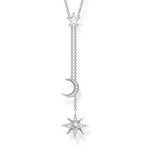 Thomas Sabo Silver Cubic Zirconia Star and Moon Necklace