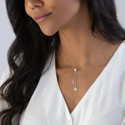 Thomas Sabo Silver Cubic Zirconia Star and Moon Necklace