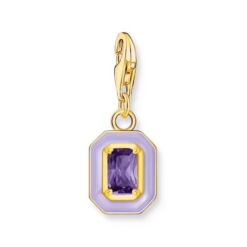 Thomas Sabo Yellow Gold Plated Purple Cubic Zirconia Charm